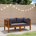 vidaXL 2-Seater Outdoor Patio Sofa with Cushions -Solid Acacia Wood Lounge Set - Modular Design - Weather Resistant - Easy Assembly - Suitable for Garden and Patio