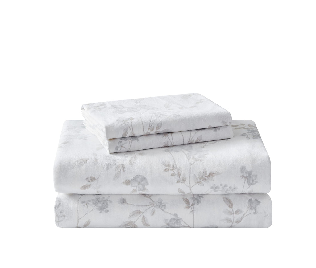 Laura Ashley Home - Twin Sheets, Cotton Flannel Bedding Set, Brushed For Extra Softness & Comfort (Fawna, Twin)