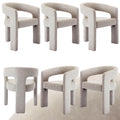 Modern Dining Chair Set Of 6, Faux Leather Upholstered Barrel Kitchen Chair, Round Dining Chairs With Wooden Legs, Assembled Acc