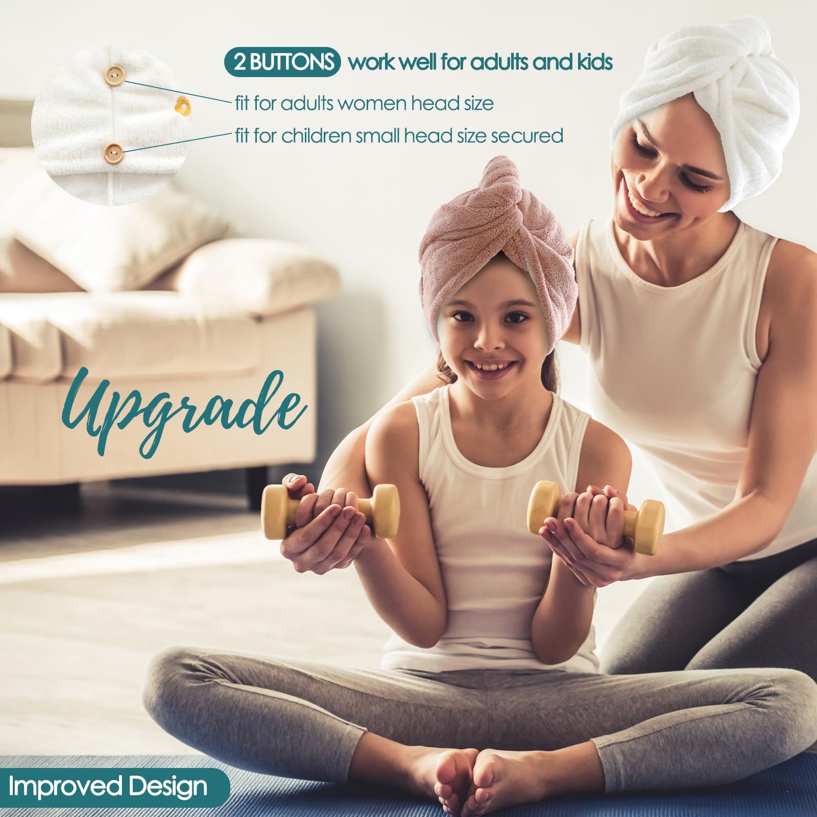 Jeffsun Microfiber Hair Drying Towel For Women,Super Absorbent Quick Dry Towel Wrap For Curly Long Thick Frizzy Wet Hair, Easy T