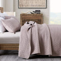 Horimote Home Quilt Set Twin Size Cameo Rose, Classic Geometric Spots Stitched Pattern, Stone-Washed Microfiber Chic Rustic Look