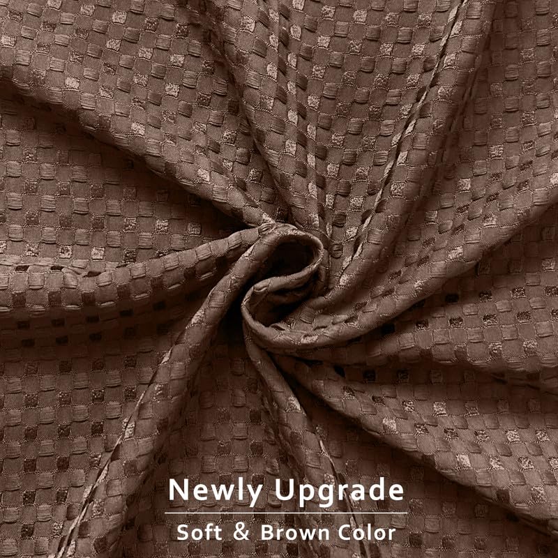 Miye Pleated Waffle Weave Bed Skirt, Tailored Dust Ruffle 14 Inch Drop Easy Fit, Machine Washable (Brown, Queen - 14'' Drop)