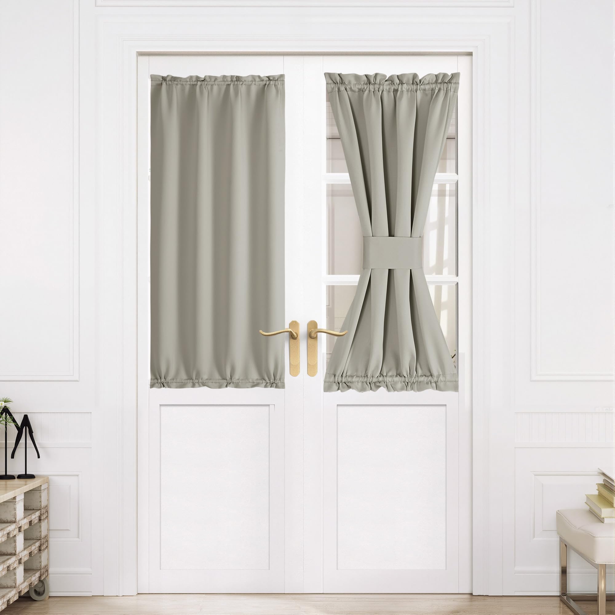 NICETOWN Blackout Door Curtain - Thermal Insulated Blackout Window Cover for French & Front Doors with Adjustable Tieback, Room 