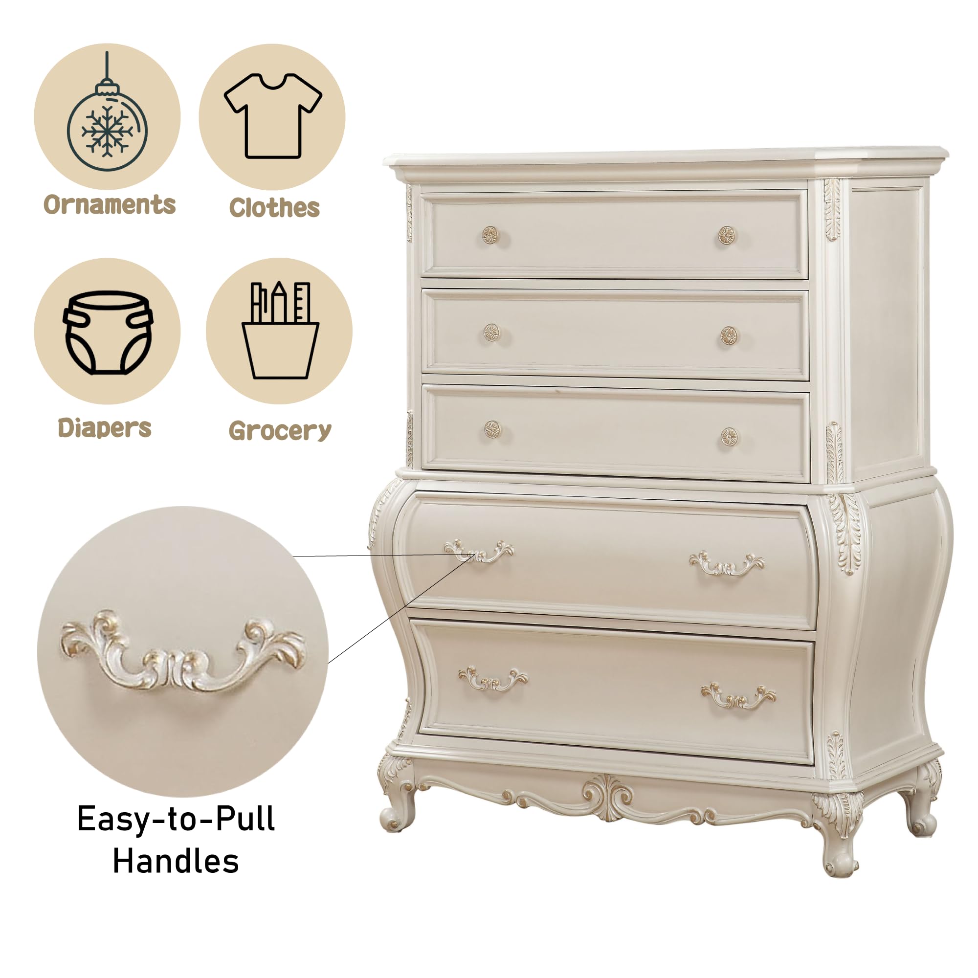ACME Chantelle Chest (no granite top) - 23546 - Pearl White