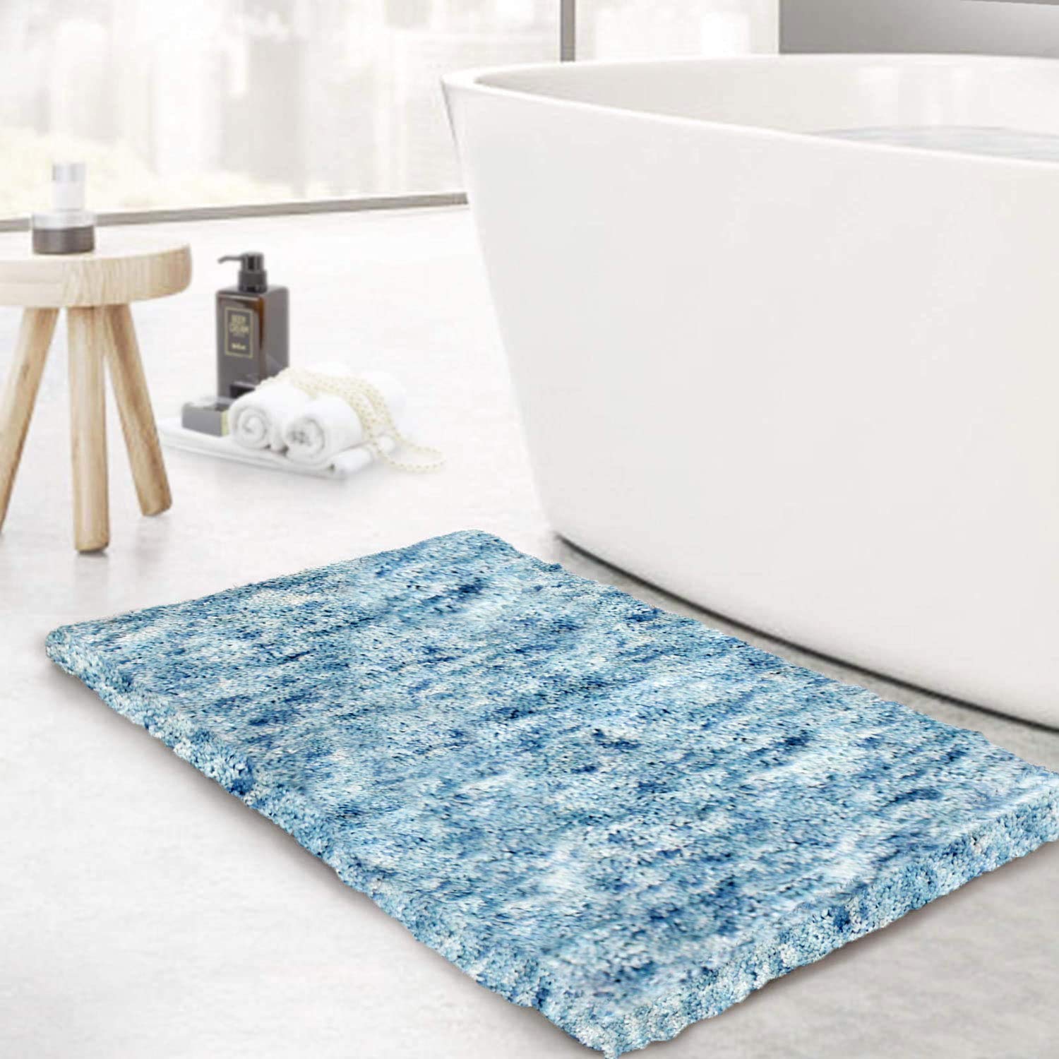 Luxe Home Bath Mat Super Soft Anti Skid Hawaii Rugs (Sky Blue, 40cm x 60cm) Pack of 1