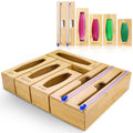 Gamtik Individual Storage Bag Organizer for Kitchen Drawer, Bamboo with Foil and Plastic Wrap Organizer for Kitchen Organizers a