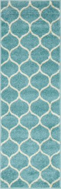 Unique Loom Trellis Frieze Collection Area Rug - Rounded (2' x 6' 1'' Runner, Light Blue/ Ivory)