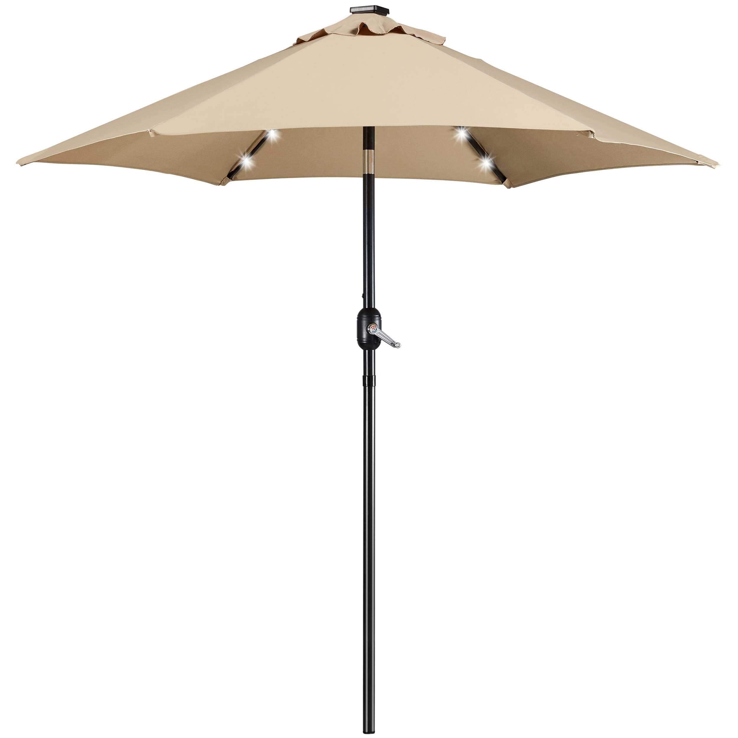 Yaheetech 7.5FT Solar Patio Umbrella-18 LED Lighted Market Table Outdoor Umbrella w/UV Protection Push Button Tilt & Crank Lift 