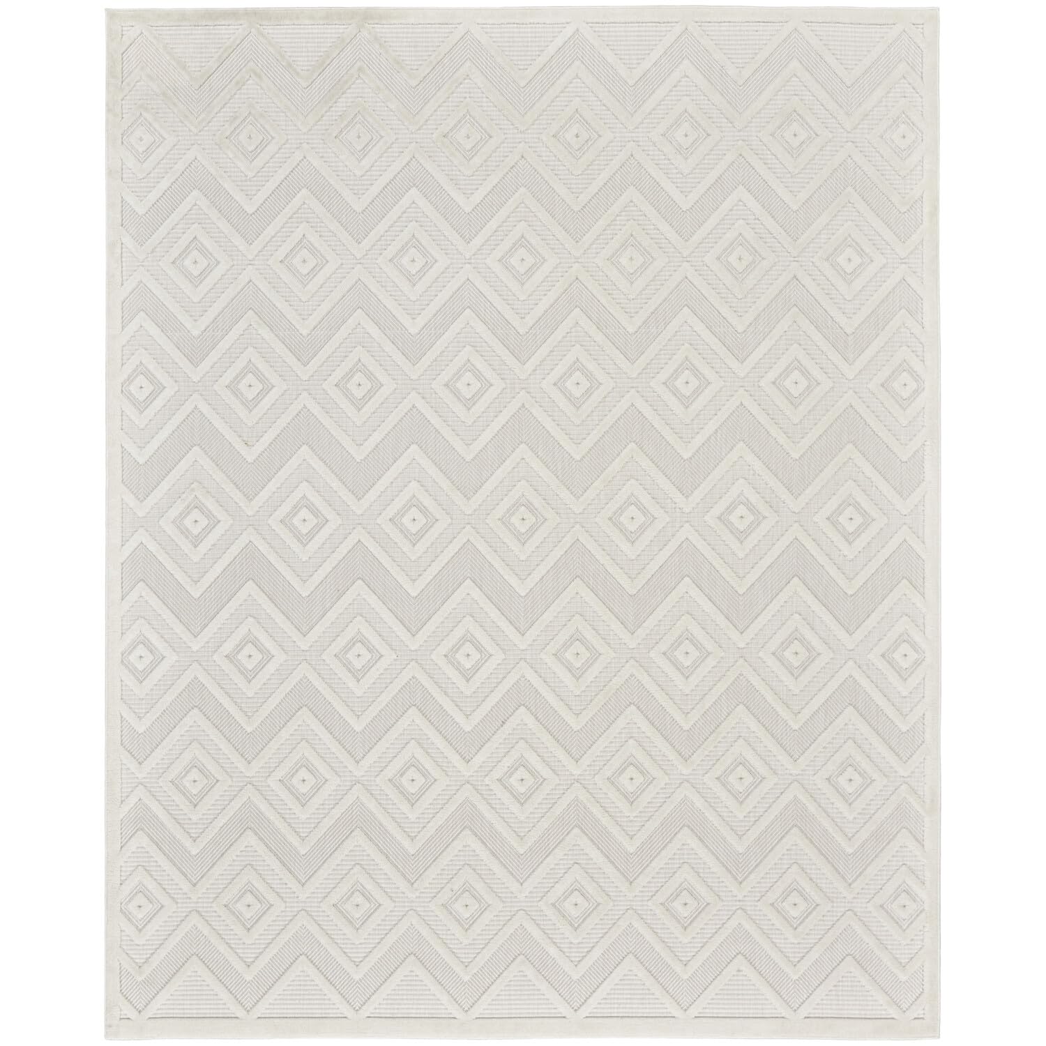 Nourison Versatile Indoor/Outdoor Ivory/White 8' X 10' Area Rug, Easy Cleaning, Non Shedding, Bed Room, Living Room, Dining Room