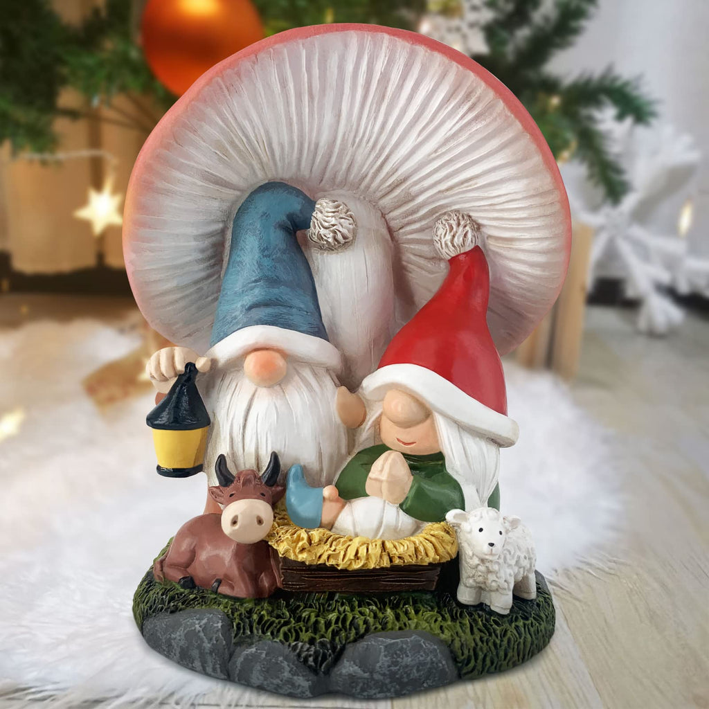 Hodao Christmas Decoration Indoor Home Decor-3.2'L 3.2'W 4.3'H Gnome Nativity Sets-Nativity Scene Xmas Holiday Decor For Tabl
