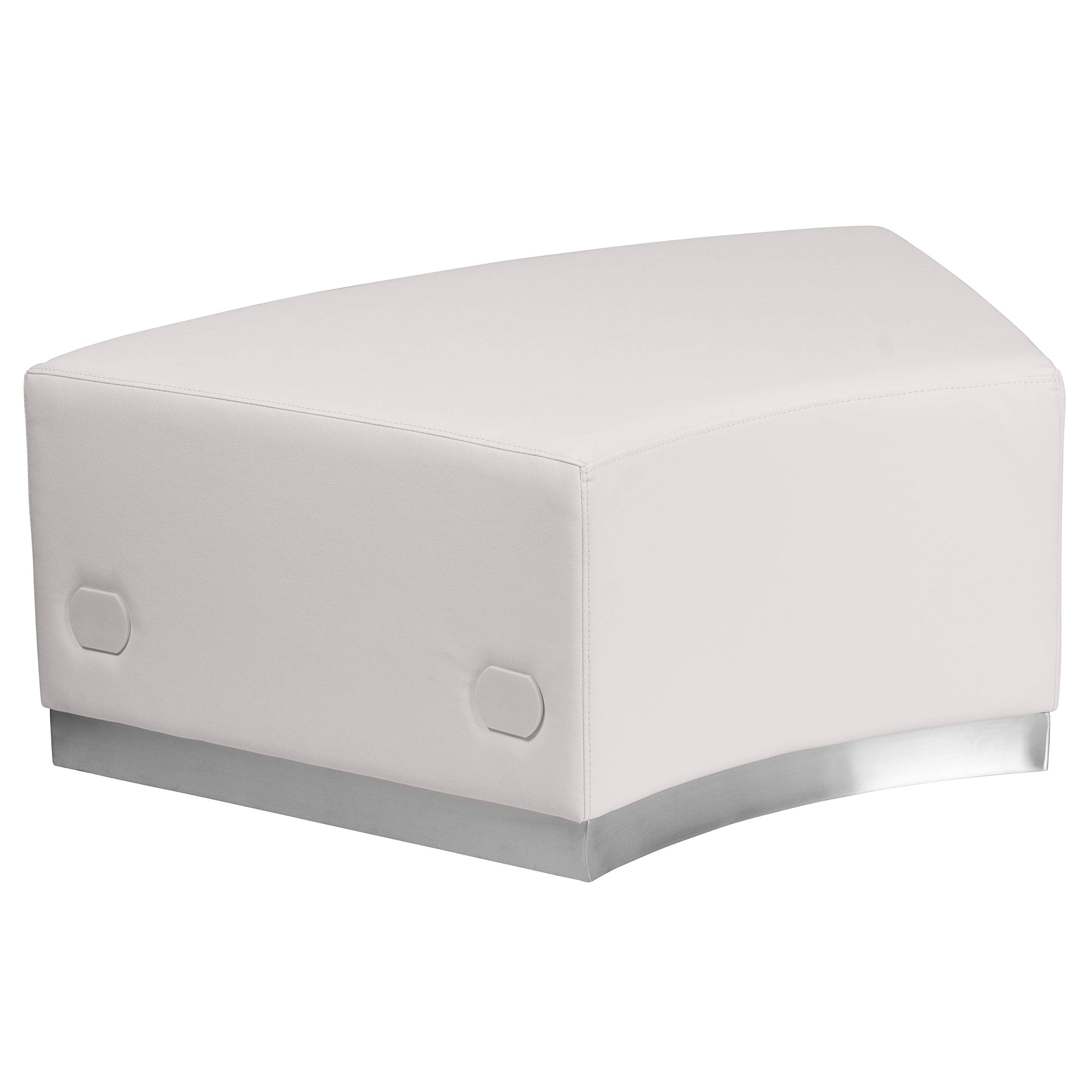 Flash Furniture Hercules Alon Series White Leathersoft Convex Chair Without Back With Brushed Stainless Steel Base