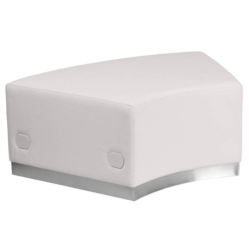 Flash Furniture Hercules Alon Series White Leathersoft Convex Chair Without Back With Brushed Stainless Steel Base