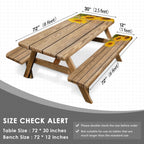 Nesphy Sunflower Wooden Picnic Table Cover With Bench Covers, Rustic Summer Floral Farmhouse Outdoor Camping Essentials 6Ft 3Pcs