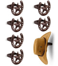 Cowboy Hat Hanger Wall Mount, 6 Pack Cowboy Hat Rack, Bridle Hook for Tack Room, Metal Horseshoe Hook, Horseshoe Decor, Western 