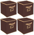 Kuber Industries Non Woven 4 Pieces Large Foldable Storage Organiser Cubes/Boxes (Coffee)  Ctgtc35231