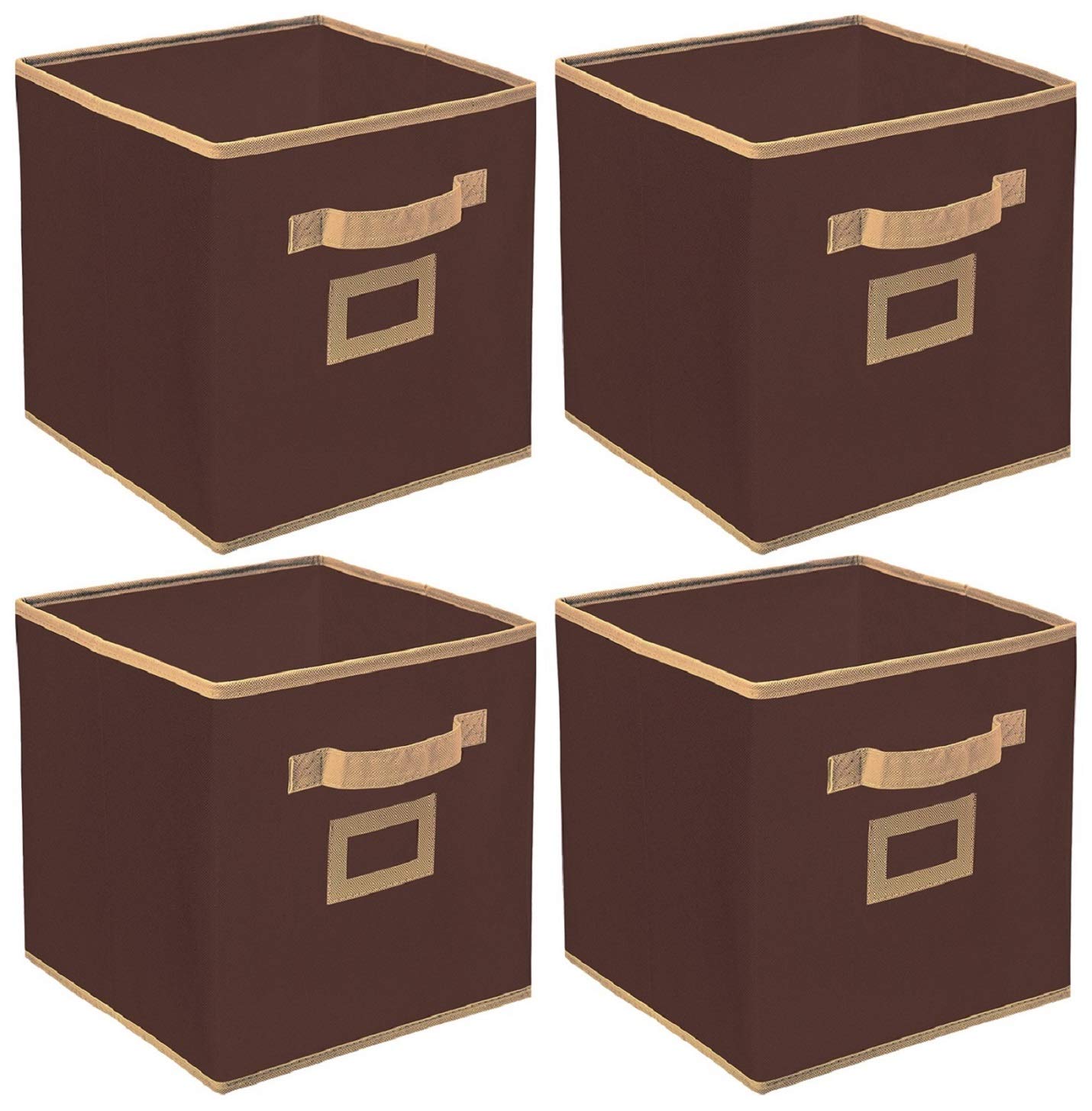 Kuber Industries Non Woven 4 Pieces Large Foldable Storage Organiser Cubes/Boxes (Coffee)  Ctgtc35231