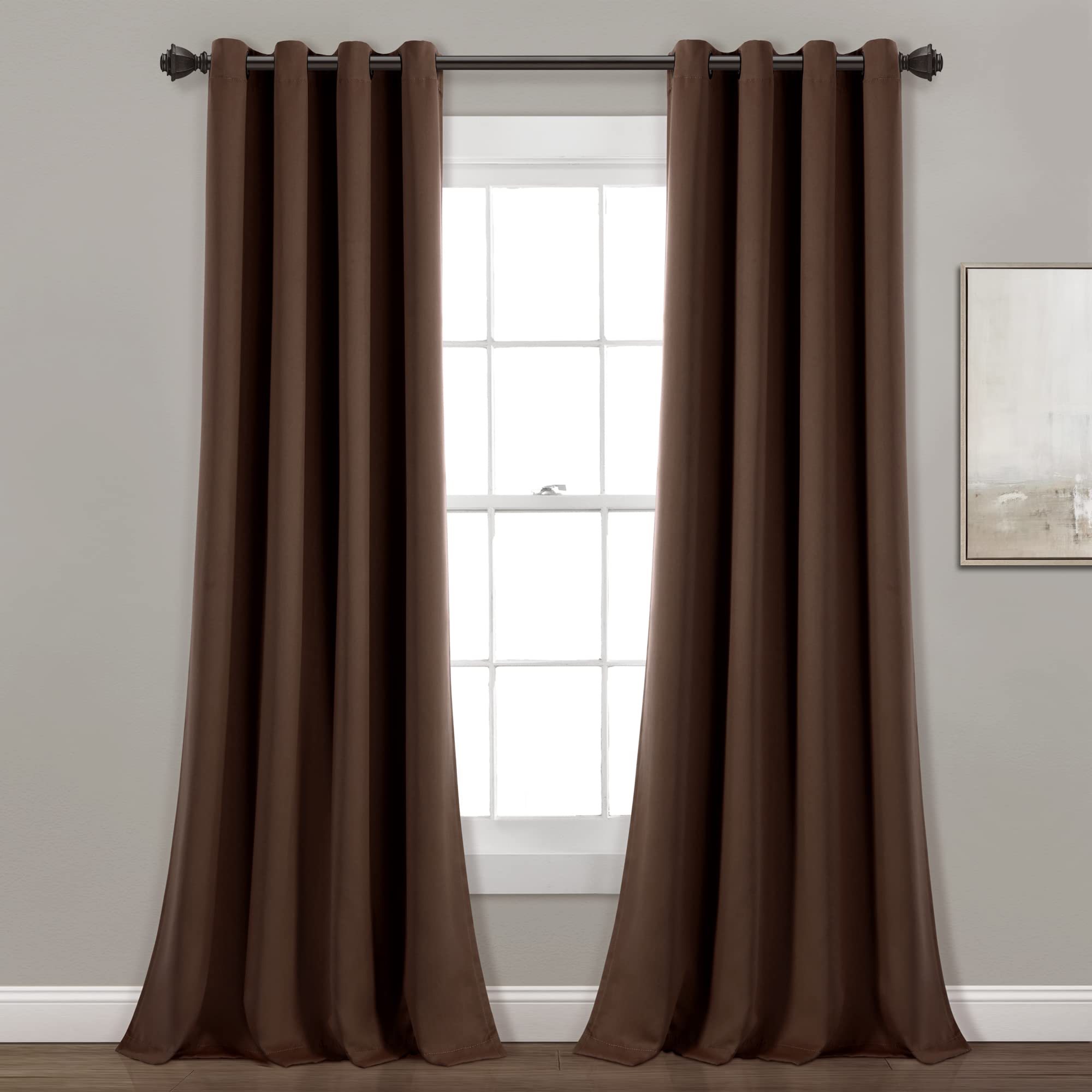 Lush Decor Insulated Grommet Blackout Window Curtain Panels, Pair, 52' W X 84' L, Chocolate - Classic Modern Design - Chic Win