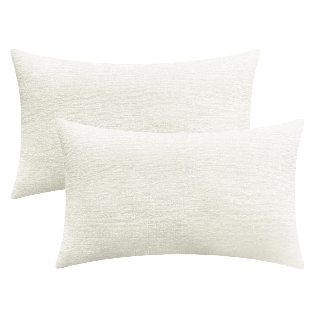 Calitime Pack Of 2 Cozy Throw Pillow Covers Cases For Couch Sofa Home Decoration Solid Dyed Soft Chenille 16 X 26 Inches Cream