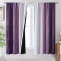 Estelar Textiler Purple And Greyish White Ombre Blackout Curtains 63 Inches Long, Rod Pocket Thermal Insulated Curtains For Bedr