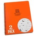Rite In The Rain Weatherproof Side Spiral Notebook, 6.625' X 8.5', Orange Cover, Universal Pattern, 2 Pack (No. Or73-Lgl2)