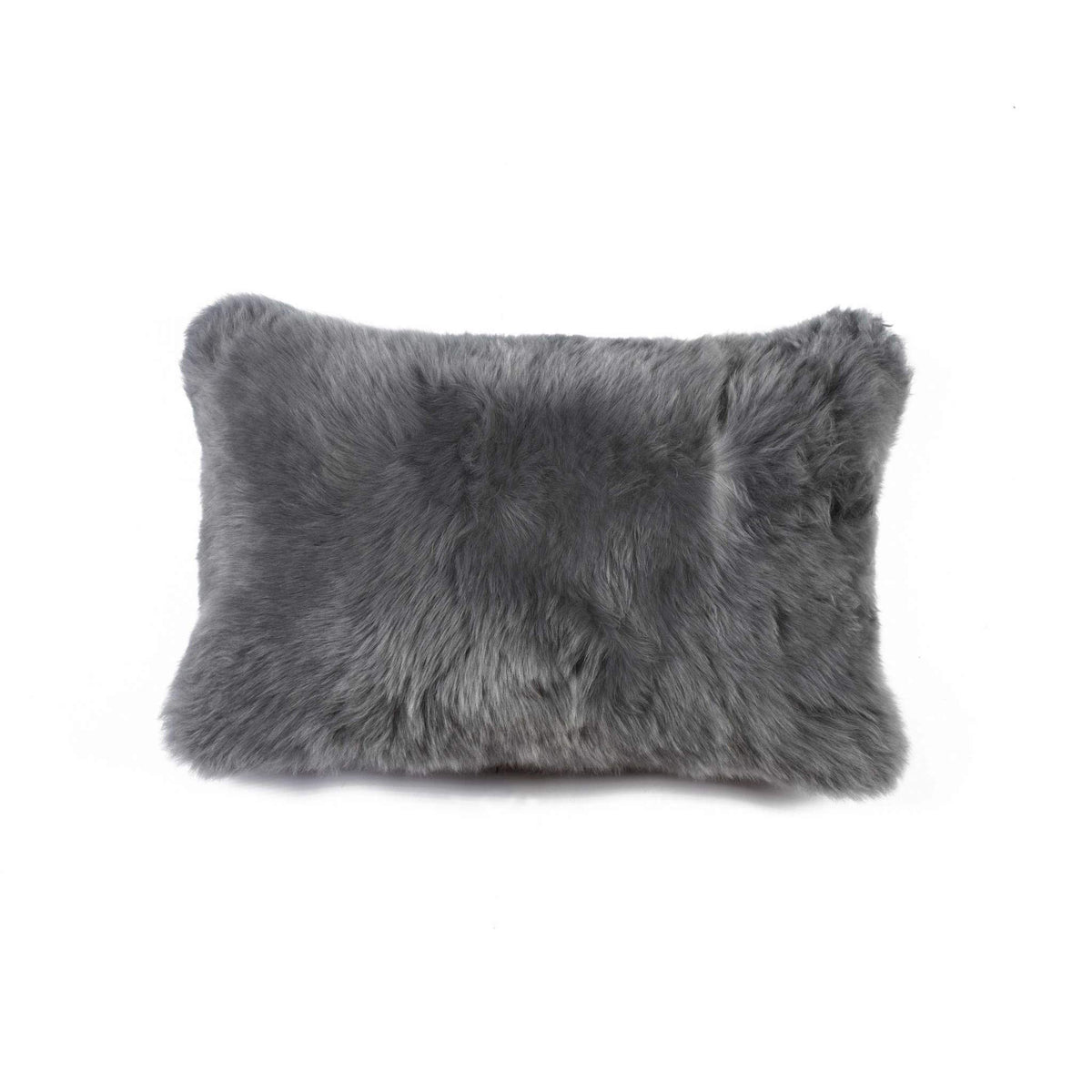 HomeRoots Kitchen Decorative Rectangular Sheepskin Pillow with Hidden Zipper Closure - 12' x 20' x 5', Gray