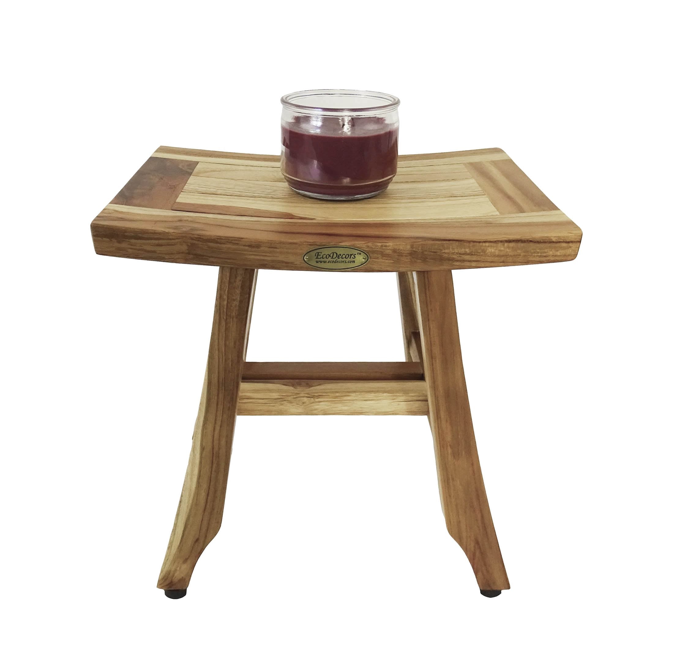 Ecodecors, Satori, 14'', Teak Shower Stool, Teak Shower Shaving Foot Rest, Teak Shower Shaving Stool, Small Bathroom Stool, 14 I