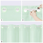 Mitovilla No Hooks Needed Extra Long Shower Curtain Set With Snap-In Liner, Green 86 Inch Xl Heavyweight Waffle Fabric Cloth Sho