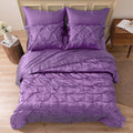 Mr&Hm Satin Comforter California King 7 Pieces Lavender - Luxurious Pinch Pleat Bedding Set With Comforter, Flat Sheet, Fitted S