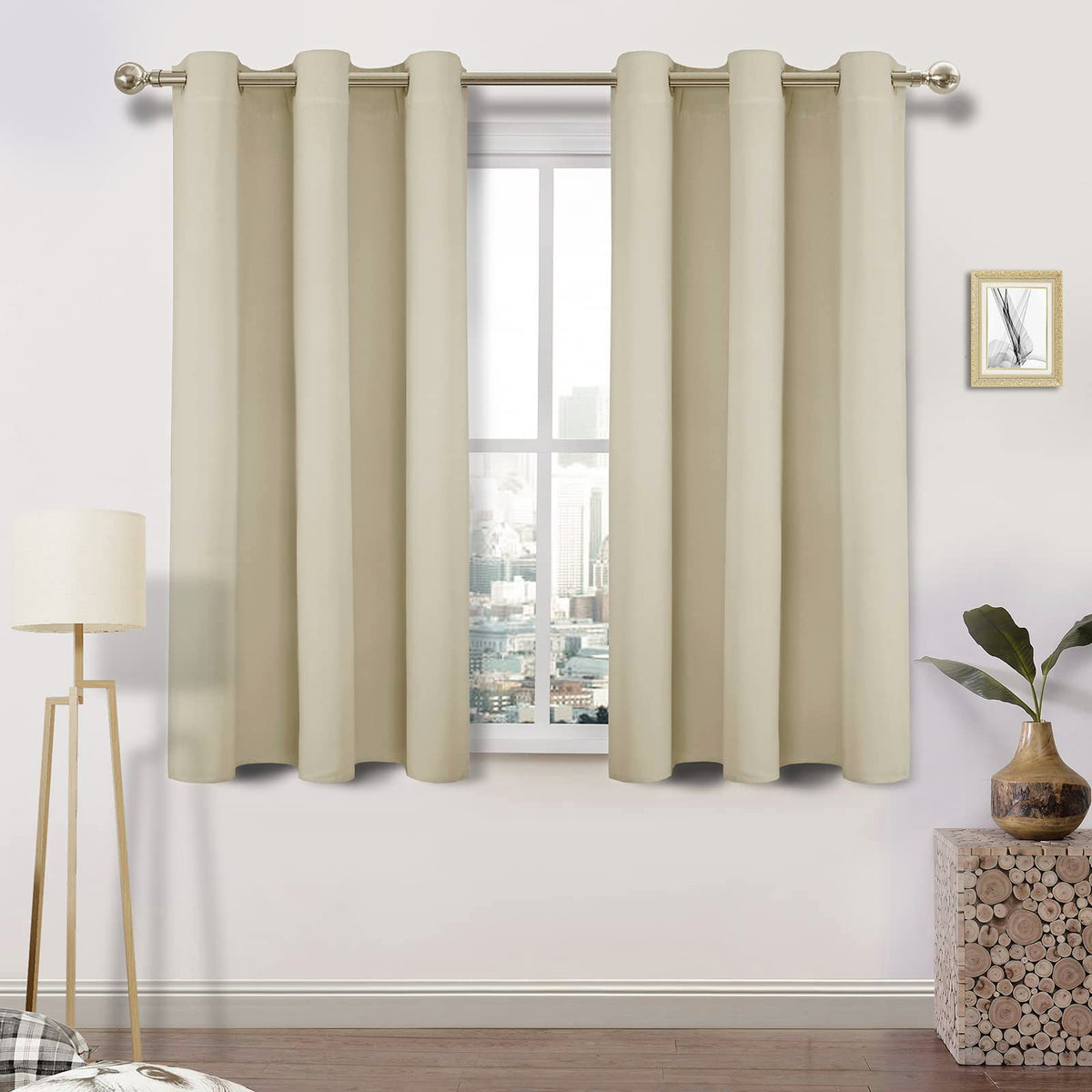 Dwcn Living Room Curtains 45 Inches Long, Thermal Room Darkening Curtains Short For Bedroom - W42 X L45 Inch Length, Set Of 2 Pa