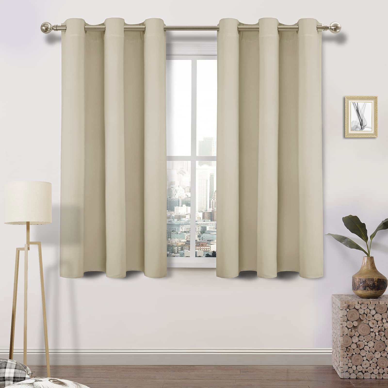 Dwcn Living Room Curtains 45 Inches Long, Thermal Room Darkening Curtains Short For Bedroom - W42 X L45 Inch Length, Set Of 2 Pa