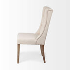 HomeRoots Cream Plush Linen Covering with Ash Solid Wood Base Dining Chair