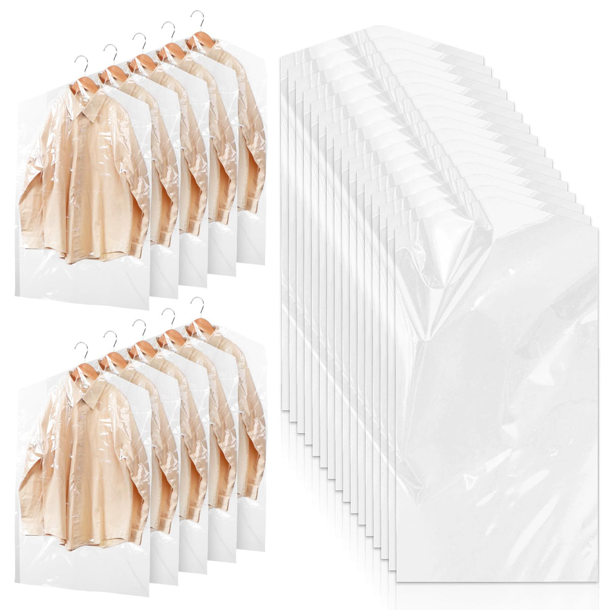 100 Pack Dry Cleaning Plastic Bags, Dry Cleaners Bags for Clothes, Clothes Covers for Home Storage, Travel, Moving (35.4 x 23.6 