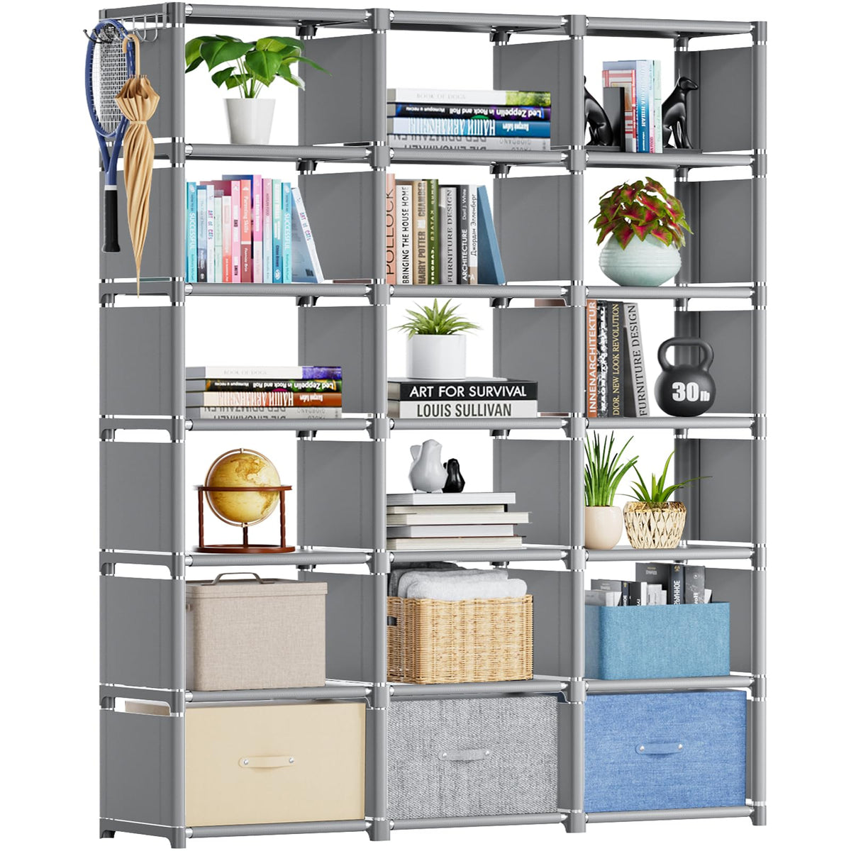 Mavivegue Book Shelf, 18 Cube Storage Organizer, Diy Bookcase, Metal Cube Bookshelf, Cubbies Closet Storage Organizer Shelves For Bedroom,Living Room,Home,Office