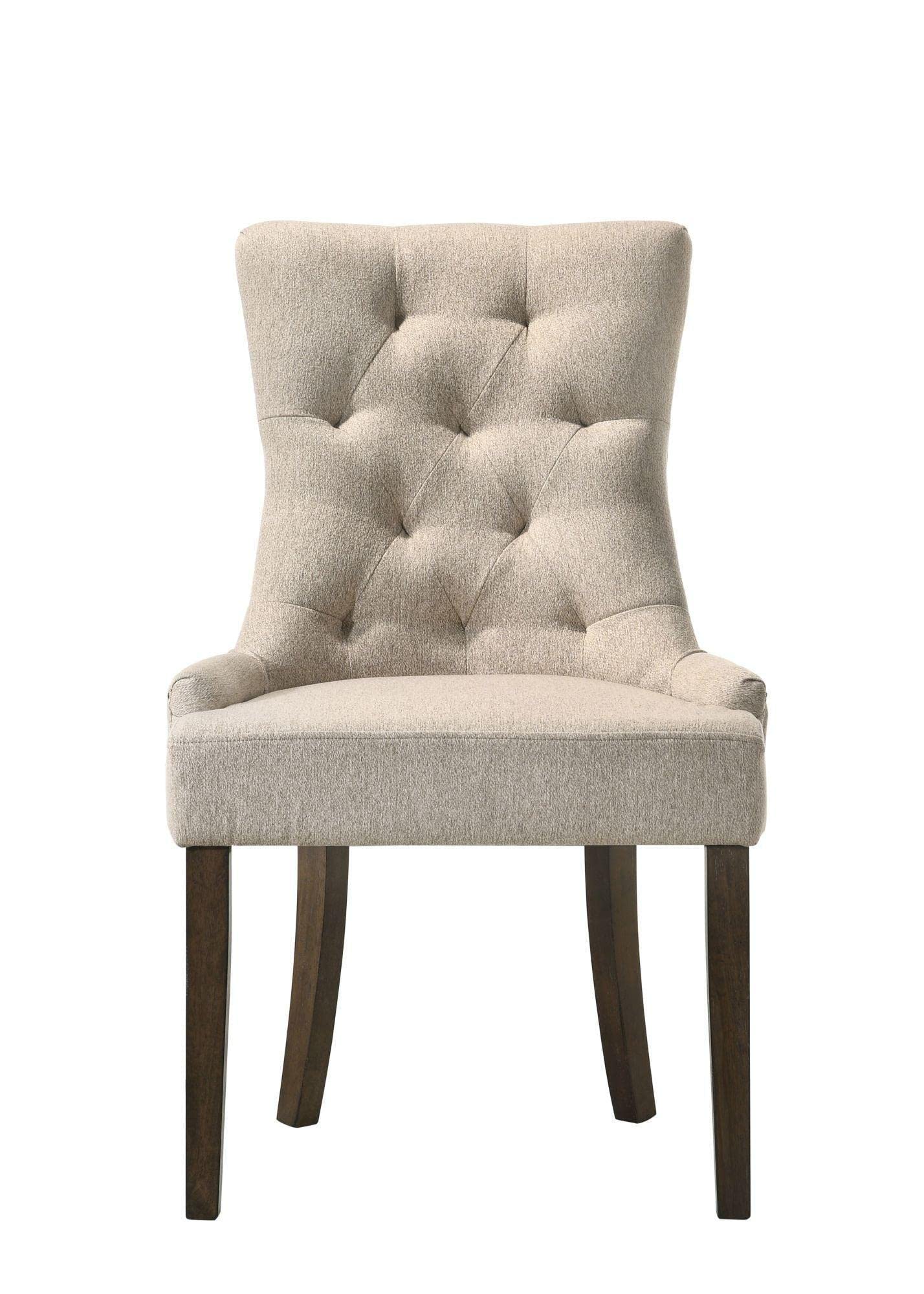 Acme Furniture Farren Side Chair, Beige Fabric & Espresso Finish