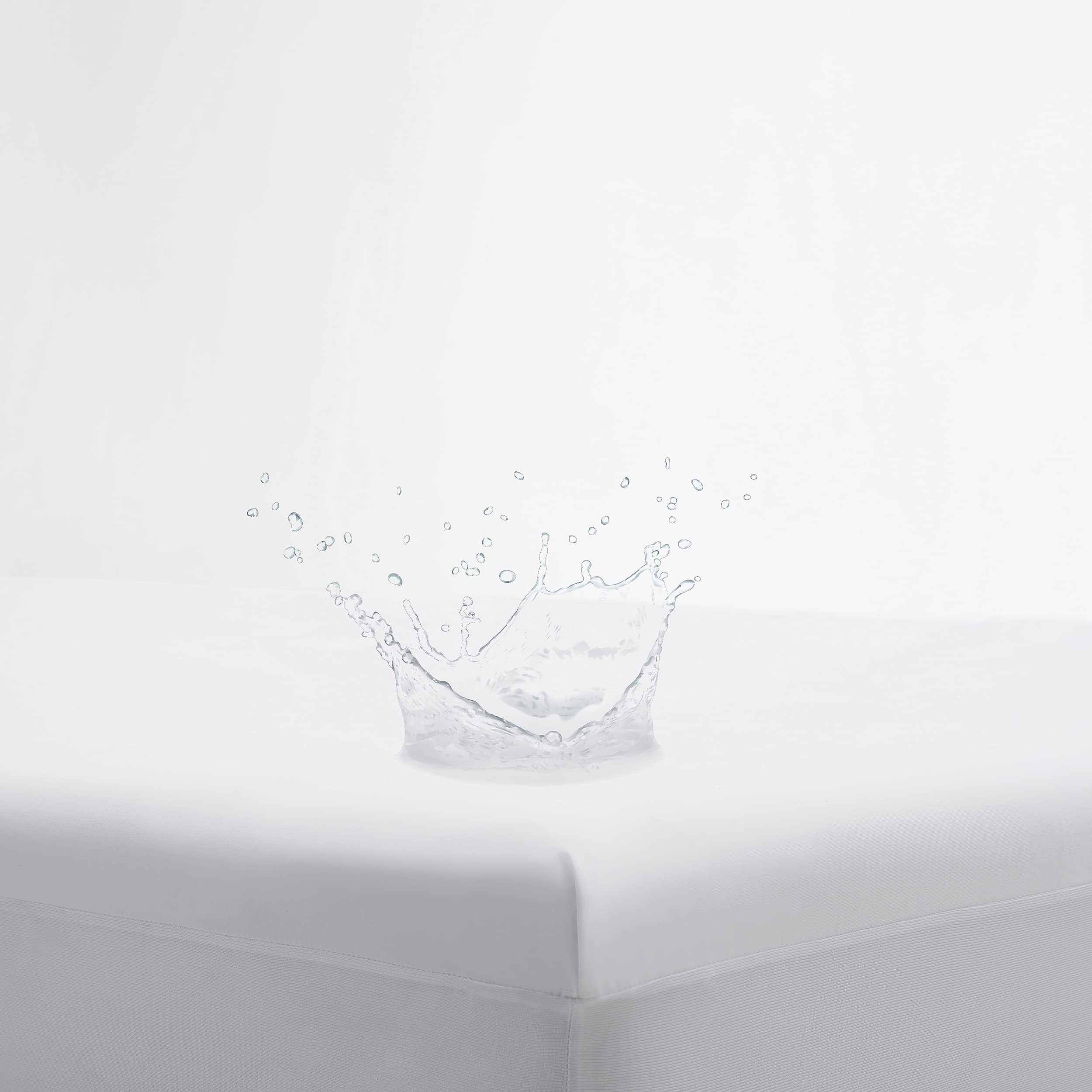 Serta Power Chill Full Size Waterproof Mattress Cover, Soft And Breathable Cooling Mattress Protector, 15' Elastic Deep Pocket For Secure Fit, White