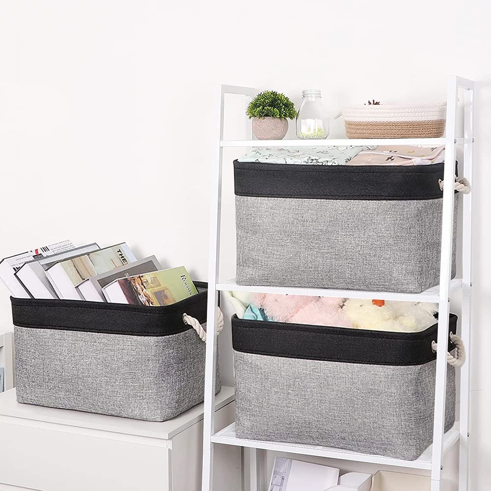 Thewarmhome Organization And Storage Basket For Shelves - 20X16X14 Inch Jumbo 3 Pack Collapsible Storage Bins For Organizing, Fa