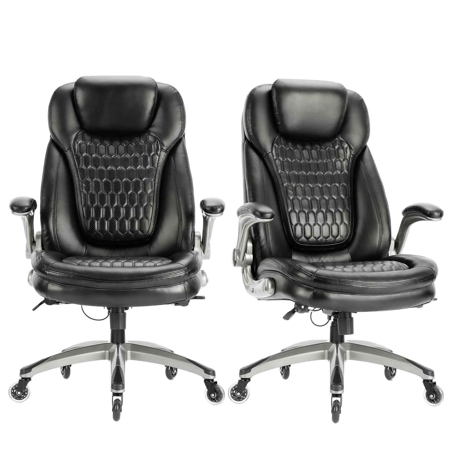 Executive Office Chair-Ergonomic Computer Desk Chair, High Back Leather Chair Swivel Home Office Chair with Upgraded Casters-Bla
