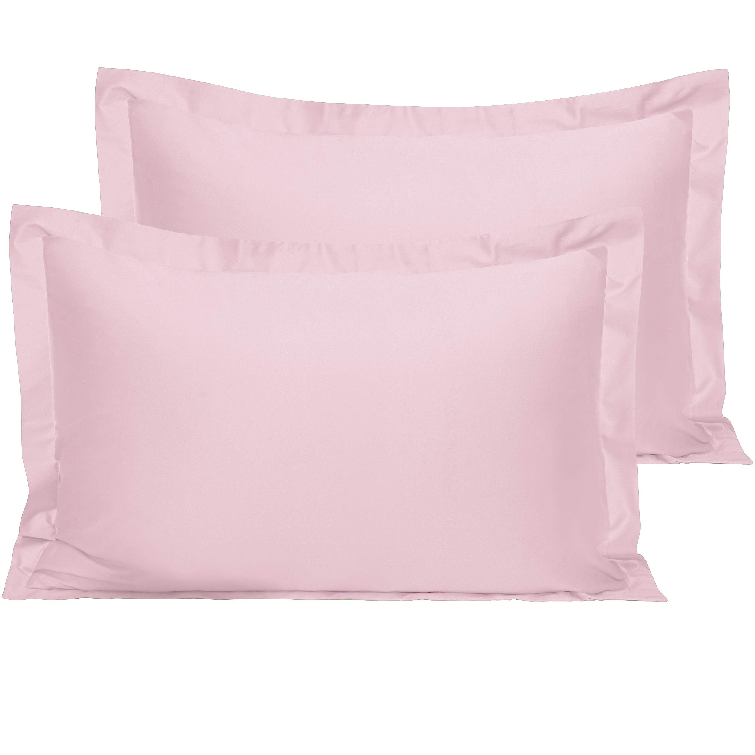 Ntbay 2 Pack 500 Thread Count 100% Egyptian Cotton Queen Pillow Shams, Super Soft And Breathable Oxford Pillowcases For Bed, 20X30 Inches, Pink