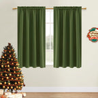 Dwcn Christmas Olive Green Room Darkening Blackout Curtains - Thermal Insulated Privacy Energy Saving Window Curtain Drapes 38 X