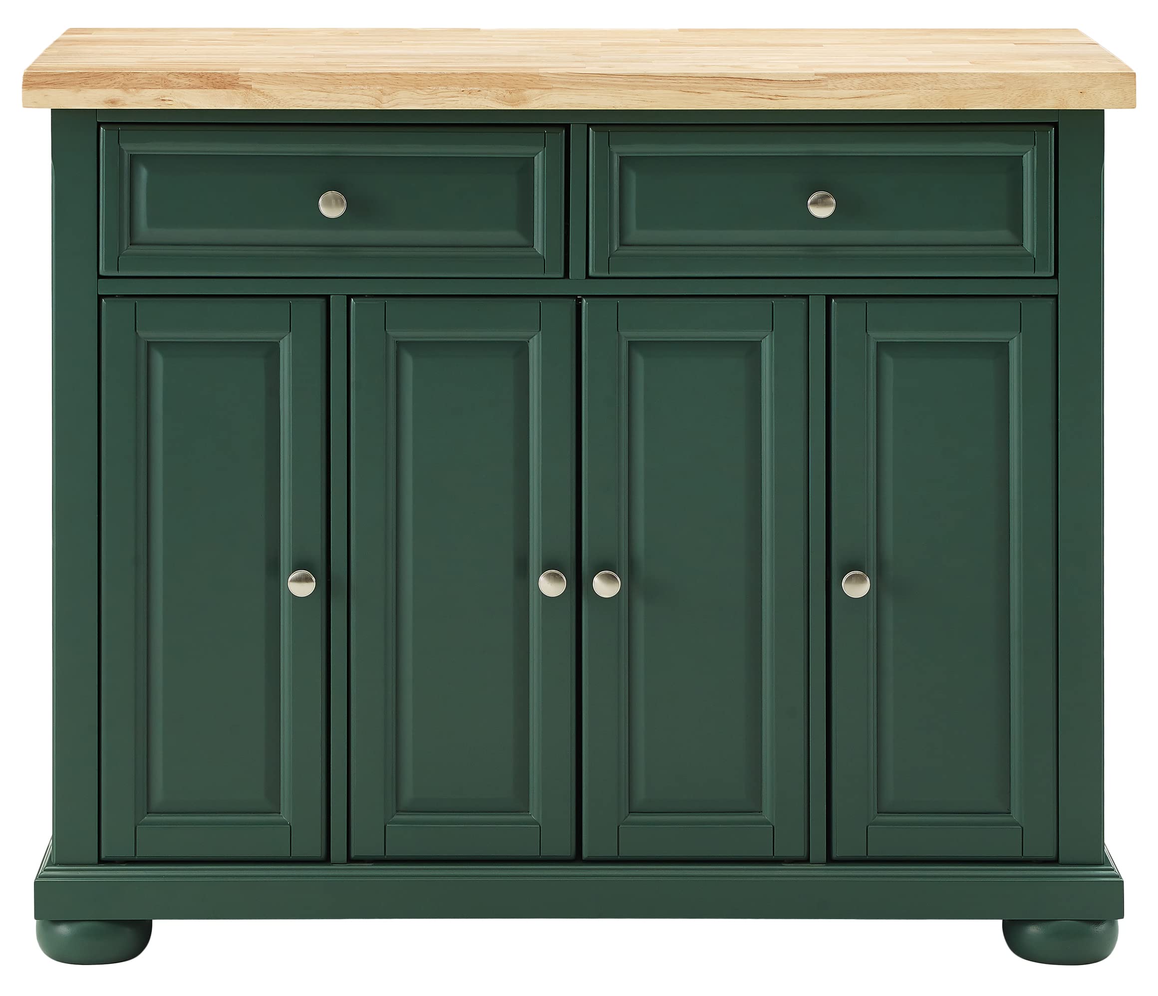Crosley Furniture Madison Madison Rolling Kitchen Island Cart, Microwave Stand, Coffee Bar, with Shelves and Drawers, Emerald Green