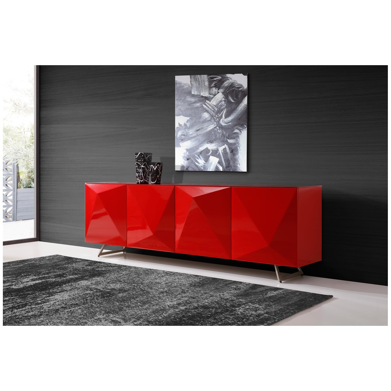 HomeRoots 94 X 18 X 29 Red Metal Buffet