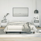 vidaXL Faux Leather Bed Frame Platform Bed, Scandinavian Style/Slats Support/No Box Spring Needed/Without Mattress/Easy Assembly, White Full Bed