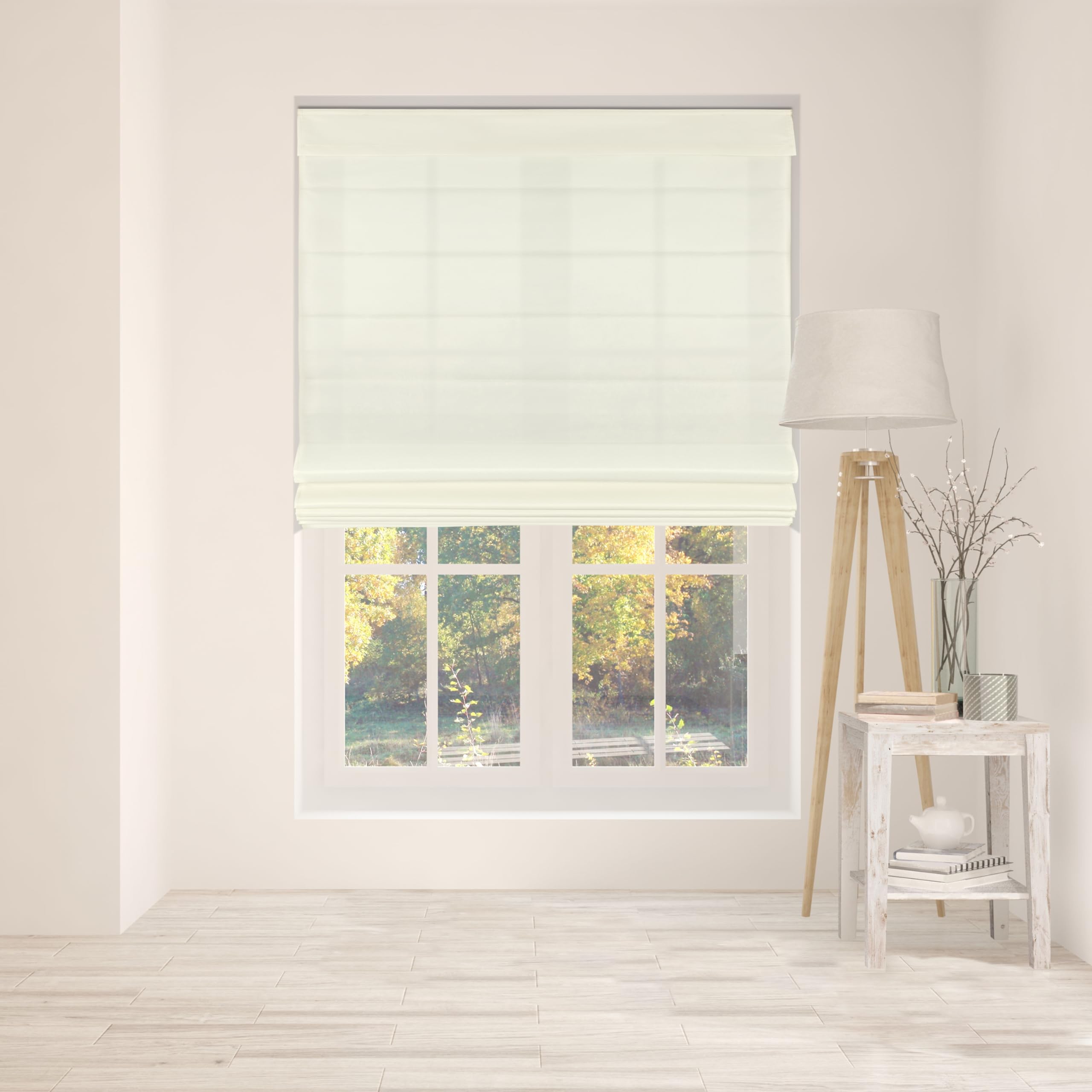 Arlo Blinds Cordless Fabric Roman Shades Light Filtering Window Blinds, Color: Ivory, Size: 29.5 W x 72 H