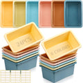 Thyle 24 Pieces Plastic Cubby Bins with Labels Classroom Book Bins Stackable Storage Container Durable Toy Storage Organizer Bas