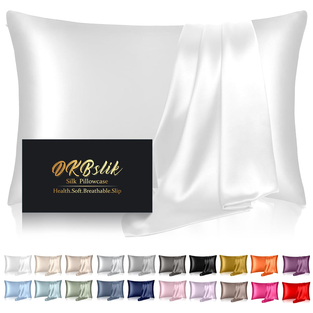 Silk Pillowcase For Hair And Skin, Mulberry Silk Pillow Cases Queen Size, Anti Acne Cooling Beauty Sleep Both Sides Natural Silk
