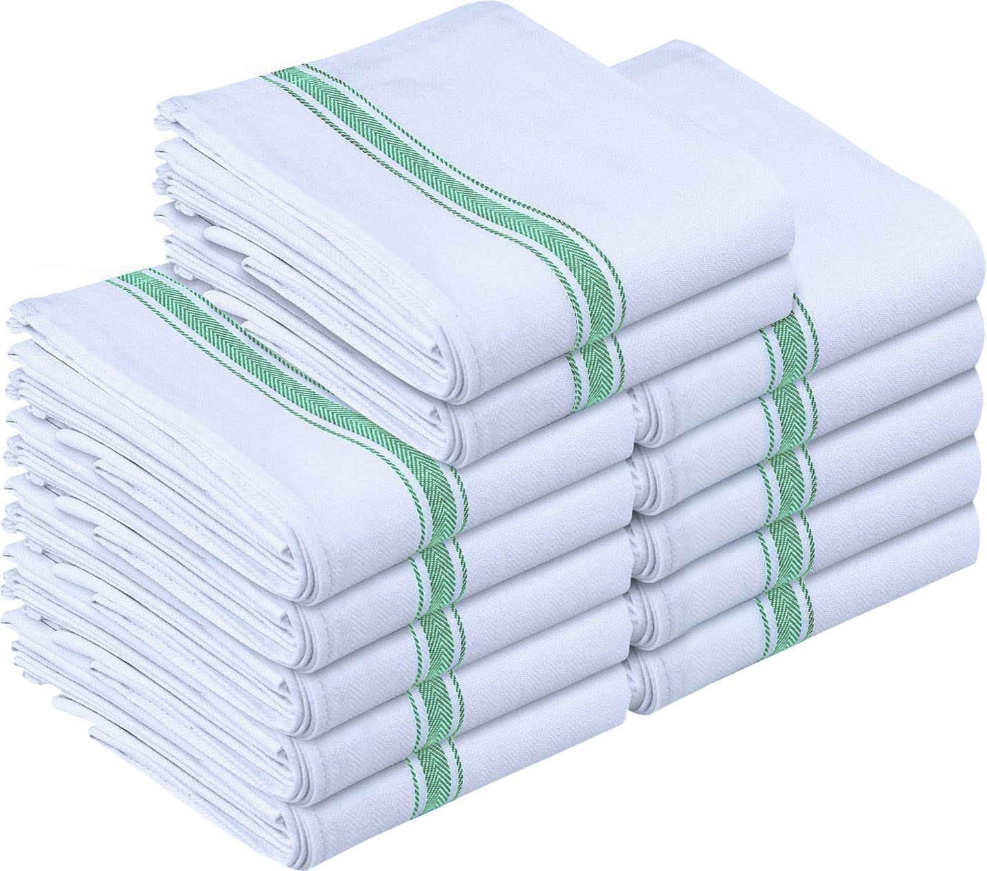 Utopia Towels Green Dish Towels [12 Pack - 15 x 25 Inches] 100% Ring Spun Cotton Kitchen Towels, Highly Absorbent & Reusable Cle