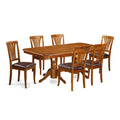 East West Furniture NAAV7-SBR-LC Napoleon 7 Piece Kitchen Set Consist of a Rectangle Table with Butterfly Leaf and 6 Faux Leather Dining Room Chairs, 40x78 Inch