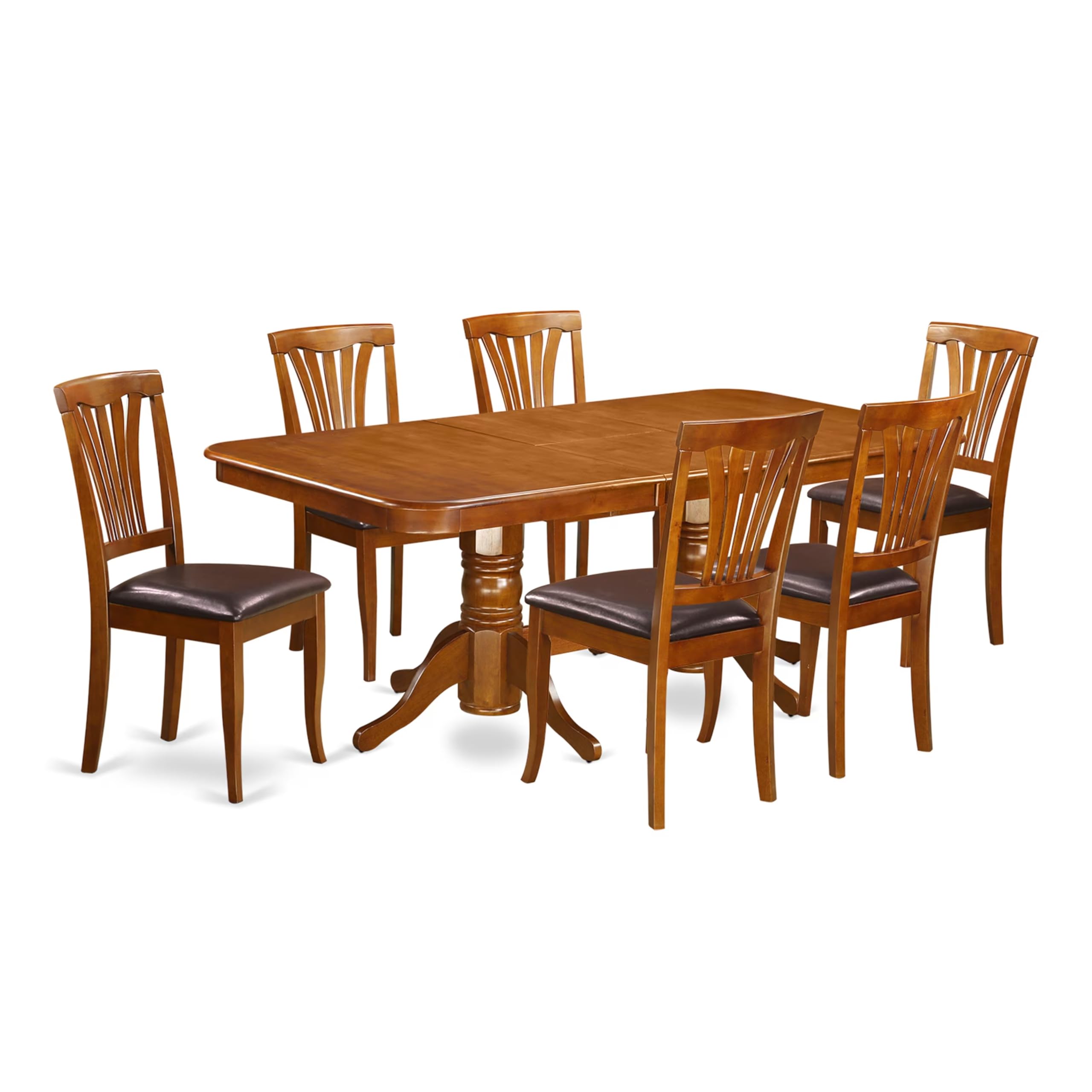 East West Furniture NAAV7-SBR-LC Napoleon 7 Piece Kitchen Set Consist of a Rectangle Table with Butterfly Leaf and 6 Faux Leather Dining Room Chairs, 40x78 Inch