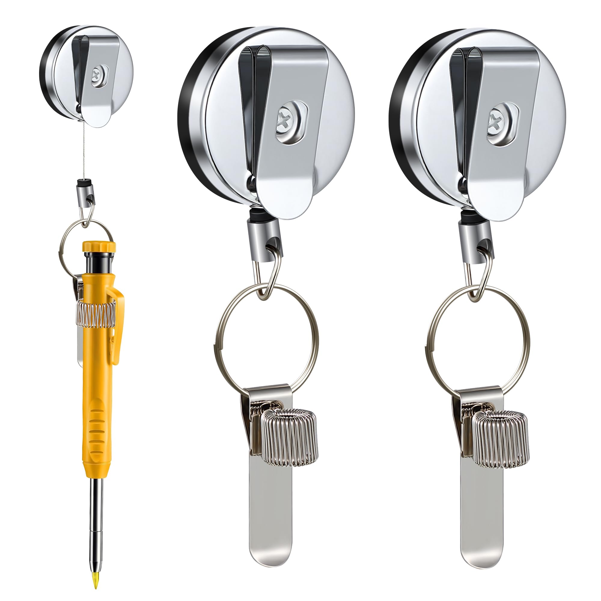 Landhoow 2 Pcs Retractable Pull Pen Pencil Holder, 27.5' Retractable Pen Holder For Carpenters, Workers, Nurses, Waiter, Univer