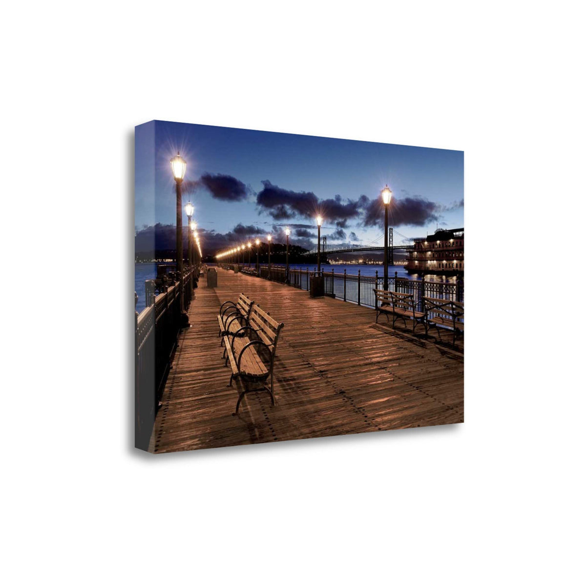 24' Contemporary Wood Pier by the City Gallery Wrap Canvas Wall Art